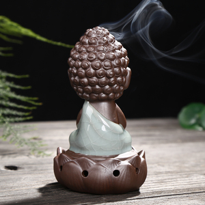 The Little Monk Censer Use in Home Teahouse Creative Home Decor <strong>Small</strong> Buddha Incense Holder Backflow Incense Burner - Product Image 5