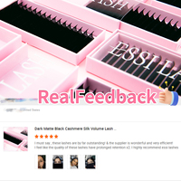 ESSI LASH Extensions de cils individuelles en plateau, logo personnalisé, 0.03 0.05 0.07 C CC D, Noir mat Cachemire, Vente en gros