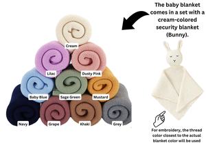Kaiyue Individuelles Geschenkset aus 100 % Gestreifter Strickbaumwolle – Personalisiertes Babyparty-Geschenkset, 2-teilig mit Decke und Spielzeug für Neugeborene, Mädchen und Jungen - Product Image 6
