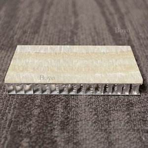 Feuille de marbre composite légère jaune miel blanc avec support en aluminium nid d'abeille - Product Image 2