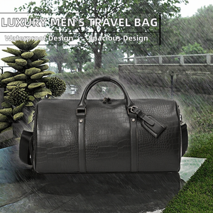 Large Capacity Luxury Unisex Duffel Travel <b>Bag</b> Multi-Functional Waterproof Zipper <b>Soft</b> Handle Geometric Pattern PU <b>Leather</b> - Product Image 2