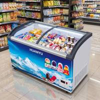 Commercial Ice Cream Freezer with Transparent Glass Sliding Door, Supermarket Display Fridge