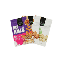 Sacs en plastique personnalisés en mylar 200g 500g Mélange de noix de cajou Pistaches Amandes Raisin Grope Noisette Sacs en plastique Stand up Pouch
