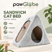 Lit pour chat en forme de sandwich pour chatons et chats adultes, usage intérieur, vente en gros, vente au détail, OEM, ODM, marque privée, fournisseurs d'articles pour animaux de compagnie, PawGlobe