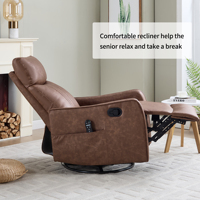 [Kursi Recliner Manual Pijat Panas Kulit Sintetis AS] dengan Fitur Rocker dan Putar, 6 Warna, Pengiriman Cepat dari AS, MOQ 1