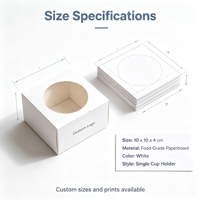Porte-gobelet individuel en papier blanc personnalisé, accepte les commandes d'échantillons, boîte en papier recyclable pour café et boissons à emporter