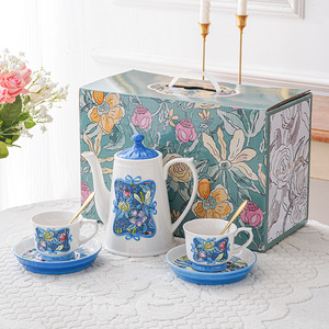 Vintage British Floral Relief Teapot Cup and Saucer <b>Set</b> Porcelain Coffee and <b>Tea</b> <b>Set</b> Women <b>Tea</b> Party <b>Set</b> - Product Image 5