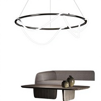 Lustres minimalistes en acier inoxydable avec bande LED néon, lampes suspendues tendance noir/or, décoration de salon