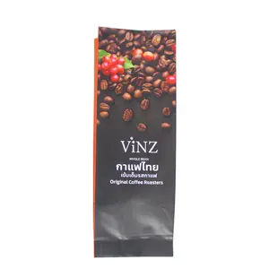 Custom Printed Logo Food Grade Aluminum Foil Mylar Pouch Side Gusset Coffee Bag Heat Seal With Valve