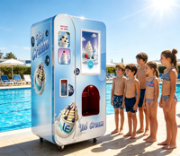 Distributeur automatique de crème glacée molle refroidie par air 24h/24 avec 3 garnitures solides et 3 liquides, sans plomberie requise