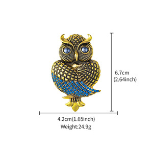 เข็มกลัดรูปนกฮูกวินเทจประดับเพชรพลอย สินค้าขายดีข้ามพรมแดนยุโรปและอเมริกา เหมาะสำหรับติดเสื้อผ้าและเสื้อโค้ท - Product Image 6