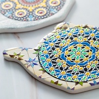 Sous-verres en céramique en forme de théière marocaine avec dos en liège, imprimés par sublimation, style nordique, résistants à la chaleur, surface brillante/mate