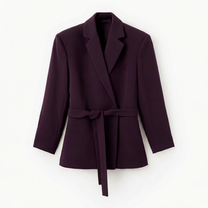 Blazer Morado para Mujer con Cuello de Solapa, Cierre de un Solo Botón, Manga Larga, Largo Regular, Antiarrugas, Color Sólido - Product Image 1