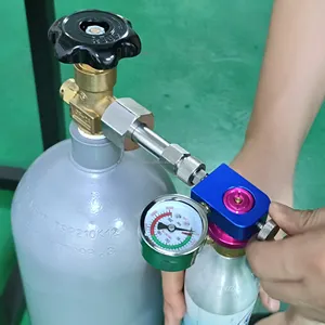 Soda Water Adapter Soda Machine Quick Connector Aluminum CO2 Refill Adapter With Release Valve Pressure Gauge