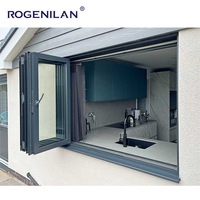 Porte-fenêtre pliante en aluminium Rogenilan AS2047 résistante aux ouragans, 3 panneaux en verre, accordéon, fenêtres de maison Maimi