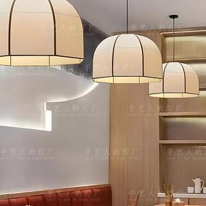 Lampes suspendues rondes en tissu pour restaurant chinois, lustres LED pour salle à manger, salon de thé, style Wabi Sabi - Product Image 2