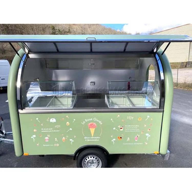 전체 주방 피자 아이스크림 패스트 푸드 트럭 트레일러 판매를 위해 완전히 장착 된 맞춤형 모바일 푸드 트럭 트레일러