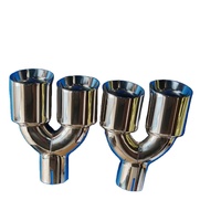Escape de 3,5 "modificado de acero inoxidable, silenciador de doble salida, punta de escape en forma de Y, garganta de cola de escape