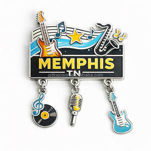 Aimant de réfrigérateur personnalisé 2026 en gros, thème Blues Records de Memphis, avec guitare et breloque émaillée multicouche, idéal pour souvenir - Product Image 1