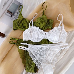 Wholesale Sexy Ultra <b>Thin</b> Satin Lace <b>Bra</b> Brief Sets Woman Underwear Panty and <b>Bra</b> Set - Product Image 5