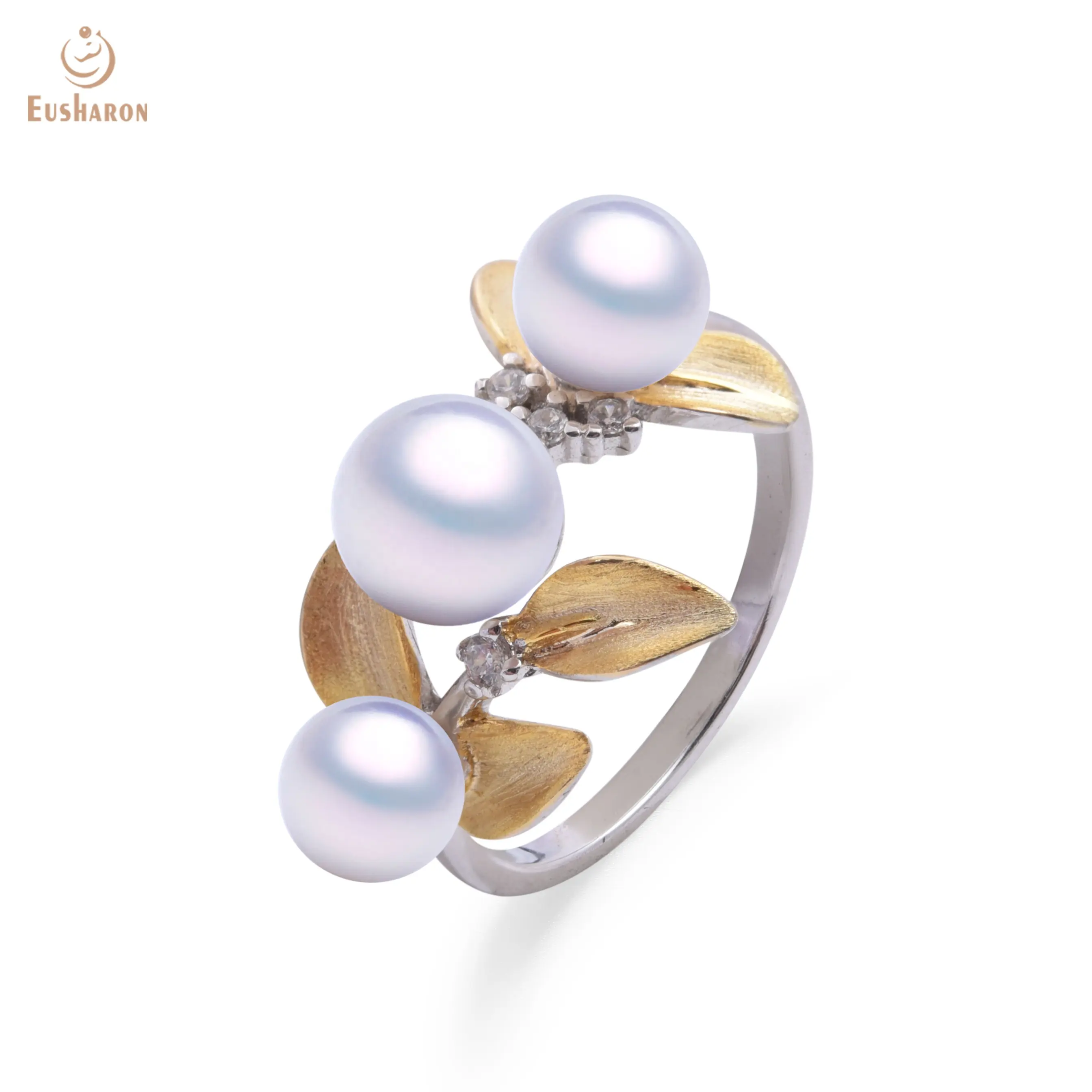 Anillo de perlas intercambiables de plata de ley, joyería de moda, anillo de perlas de agua dulce, anillo de tres perlas para regalo
