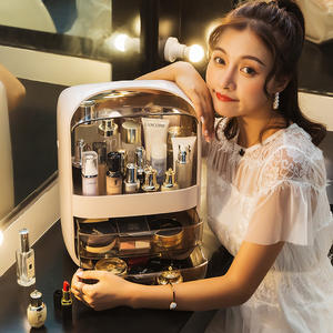 Boîte de rangement cosmétique Yiwu 45L avec tiroirs, organiseur de maquillage de bureau, compartiments couverts, couleur unie, pour la maison et la table de maquillage - Product Image 1