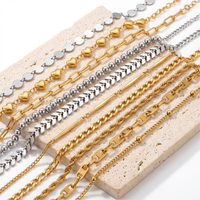 Bracelets empilables HOVANCI pour femmes, plaqués or, en acier inoxydable, avec perles, ensemble de bijoux