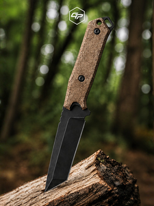 Couteau tactique artisanal en acier O2, lame fixe Tanto, manche intégral, pour la survie et le bushcraft, avec étui Kydex et lame large - Product Image 4