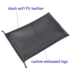 Lớn mềm màu đen PU da dây kéo công cụ lưu trữ túi với tùy chỉnh logo dập nổi - Product Image 5