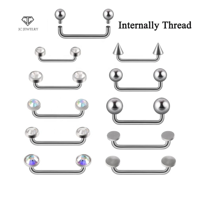 G23 Titanium Internally Thread Crystal Gem Surface Barbell Piercing Zircon Micro Dermal Anchor Nipple Rings Body Jewelry 14G