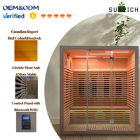 Nouvelle conception 2026 – Sauna infrarouge lointain de luxe pour 4 personnes en cèdre rouge du Canada avec éclairage LED intégré