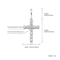 Collier tendance en argent S925 avec pendentif croix à bords bulle et chaîne à maillons en zircon pavé, bijou de luxe léger pour le quotidien, cadeau idéal