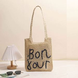 <b>Women</b> Fashion Letter Embroidered Shoulder <b>Bag</b> New Hollow Straw Woven <b>Beach</b> <b>Bag</b> - Product Image 3