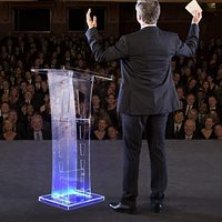 Púlpito acrílico para iglesias Soporte de podio acrílico Atril Escritorio de recepción con luces LED Soportes de podio de pie