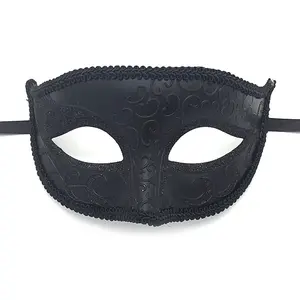 Günstige Großhandel einfache Design schwarze Maske Maskerade Halloween Halb gesichts maske