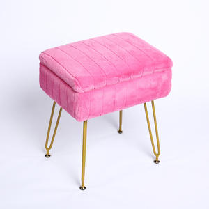 Puf Otomano Moderno de Terciopelo <span class=keywords><strong>Rosa</strong></span>, Silla de Metal para el Hogar, Asiento <span class=keywords><strong>Cuadrado</strong></span>, Reposapiés para Dormitorio con Función de Almacenamiento - Product Image 6