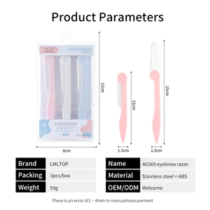LMLTOP Set di 3 Rasoi per Sopracciglia Pieghevoli OEM A0369, Lama Appuntita in Acciaio Inossidabile per Dermaplaning <span class=keywords><strong>e</strong></span> Trattamenti Viso - Product Image 5