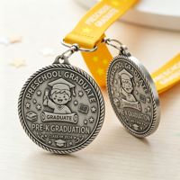 Médaille de remise de diplôme personnalisée Sojagy pour la maternelle, médaille en métal doré pour la maternelle avec ruban et cadeau