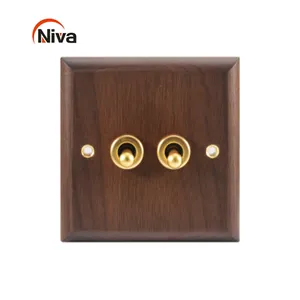 Best Selling High Quantity Black Walnut Gold Toggle Modern Wall Switch Smart Home System 2 gang 2 way toggle switch