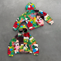 Sweat à capuche zippé surdimensionné pour homme, 100 % coton, écologique, anti-plis, avec imprimé graffiti abstrait coloré, fabriqué sur mesure