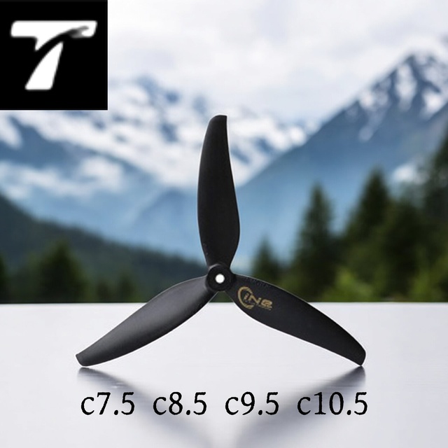 T-MOTOR C Series Propellers C7.5x4.6 C8.5 C9.5 C10.5 3-Blade Carbon Fiber Nylon FPV Prop for 7-10" Racing Drone Cinematic Build