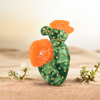 Haarspeld met opdruk van creatief succulent plantenlogo, 7,8 cm, cactusbloem, acetaat