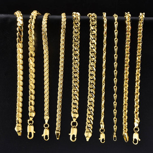 Collar de Cadena de Cobre Estilo <span class=keywords><strong>Italiano</strong></span> Bañado en <span class=keywords><strong>Oro</strong></span> de <span class=keywords><strong>14k</strong></span> 750 con Eslabones Infinitos al Por Mayor para Mujer - Product Image 3