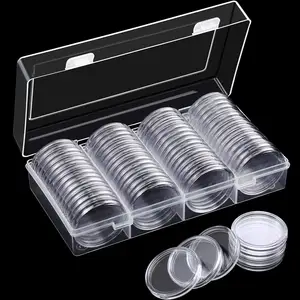 41mm Coin Capsule Clear 1 Oz American Silver Eagle Coin Container Plastic Commemorative Coins Holders With A Storage Box