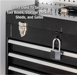 Cadenas noir en aluminium recouvert, cadenas pour casier de gym avec clé, cadenas extérieur à anse longue pour portails, clôtures, boîtes à outils - Product Image 4