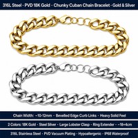 Bracelet chaîne gourmette cubaine plate Miami épaisse de 11 mm en acier inoxydable plaqué or 18 carats pour femme, étanche, haut de gamme WANQI