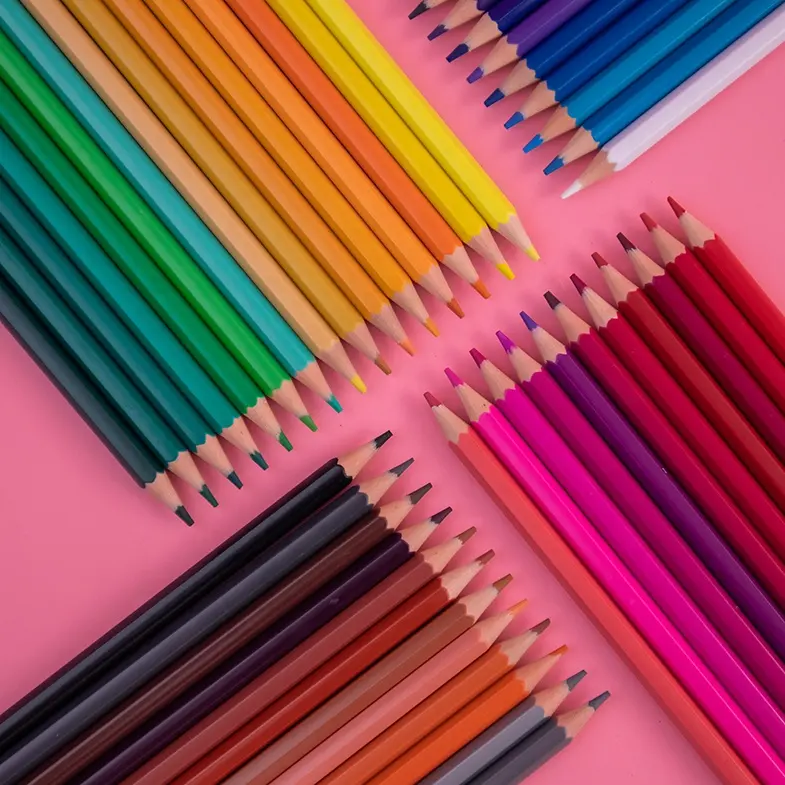 7 inci 12 buah/24 buah/36 buah/48 buah plastik kustom Logo warna Set pensil warna siswa grosir Lapis de cor