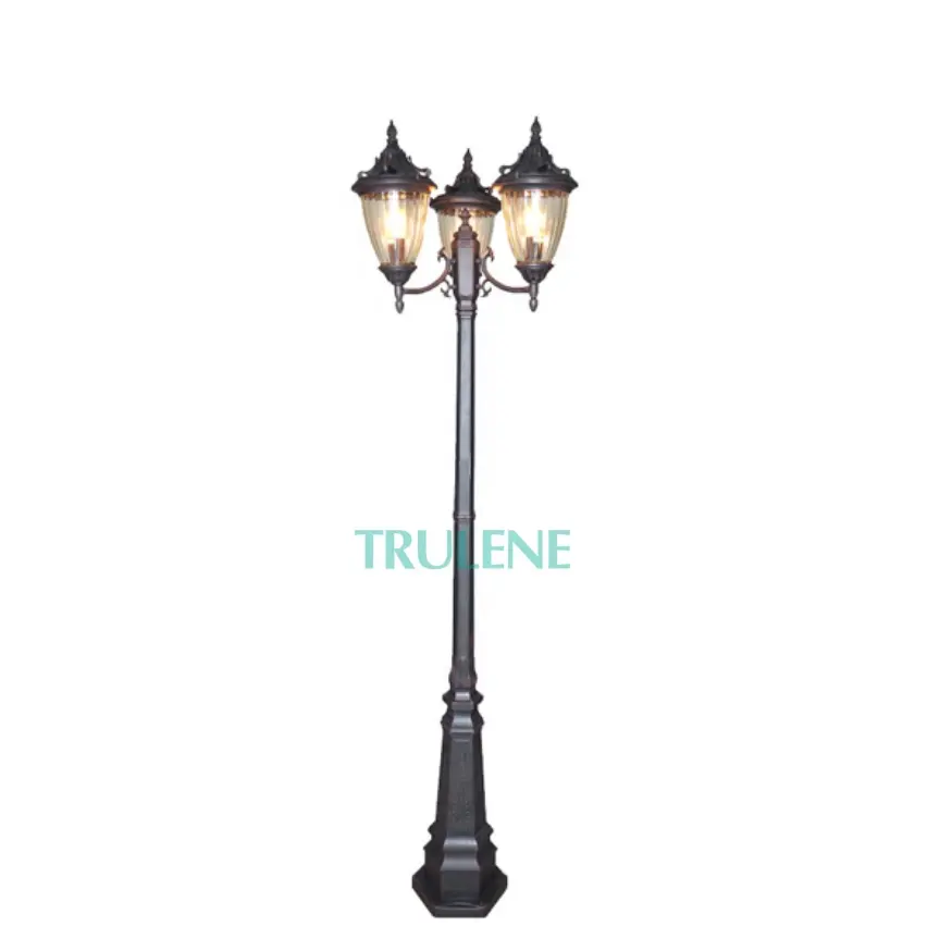 Outdoor Stand Pole Lamp Antieke 3 Heads Stree Lichtbron Spuitgieten Aluminium 2M Pathway Lights Aluminium Tuin post Licht