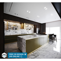 Meubles de cuisine modulaires modernes en bois massif personnalisés George Group avec évier, robinet, charnières et finition stratifiée en marbre de qualité E0/E1