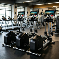 Elliptique de fitness commercial électrique avec affichage intelligent à bouton rotatif, cadre en alliage d'aluminium, propulsion arrière, écologique et durable Liva